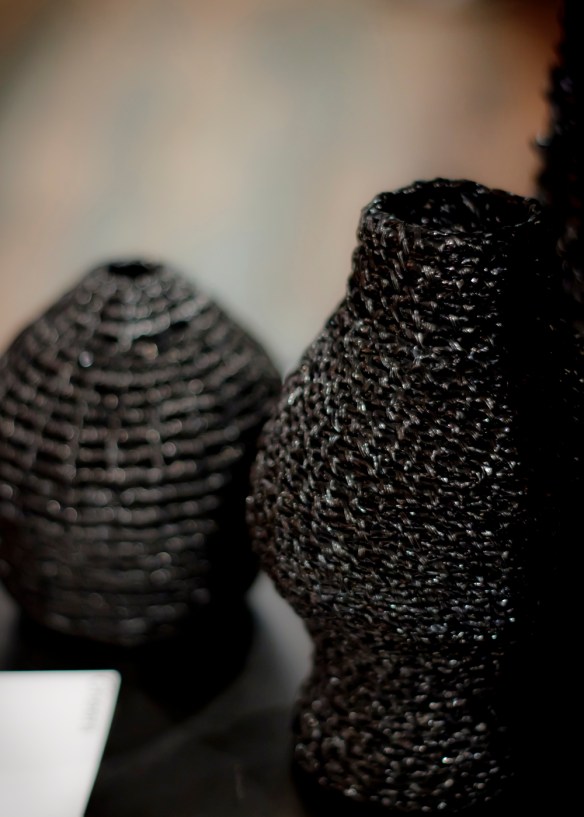 Coil Pots #5 and #1 - Recycled VHS Tape